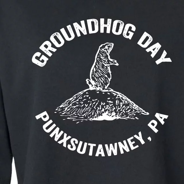 Groundhog Punxsutawney Funny Groundhog Day Shadow Gift Cropped Pullover Crew