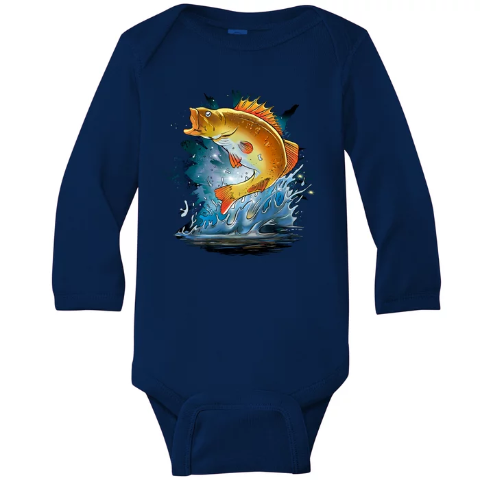 Golden Perch Fish Sea Baby Long Sleeve Bodysuit