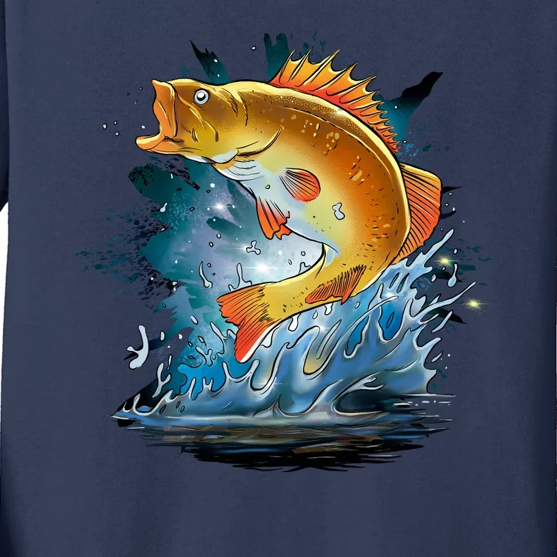 Golden Perch Fish Sea Kids Long Sleeve Shirt