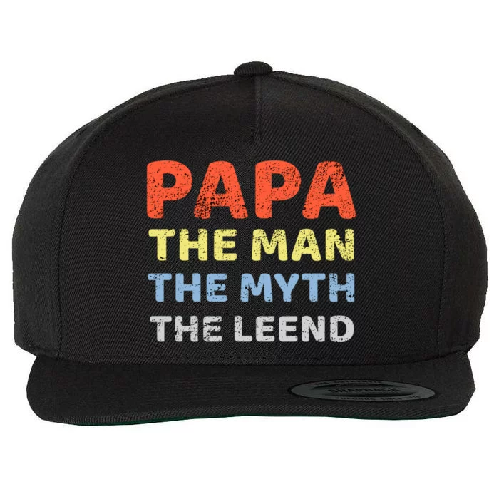 Grandpa Papa Father The Myth Legend Funny Birthday Gift Wool Snapback Cap