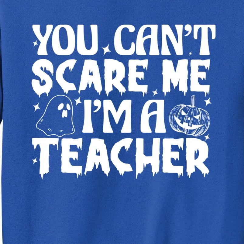 Ghost Pumpkin Funny Halloween You Cant Scare Me Im A Teacher Gift Tall Sweatshirt