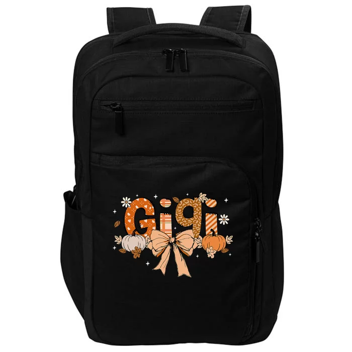 Gigi Pumpkin Fall Coquette Bow Thanksgiving Impact Tech Backpack