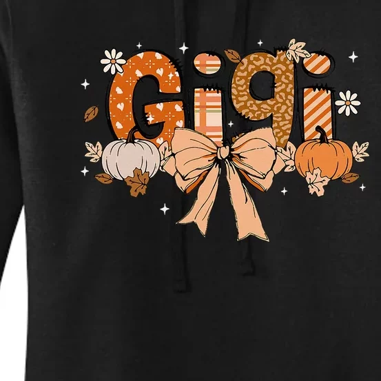 Gigi Pumpkin Fall Coquette Bow Thanksgiving Women's Pullover Hoodie