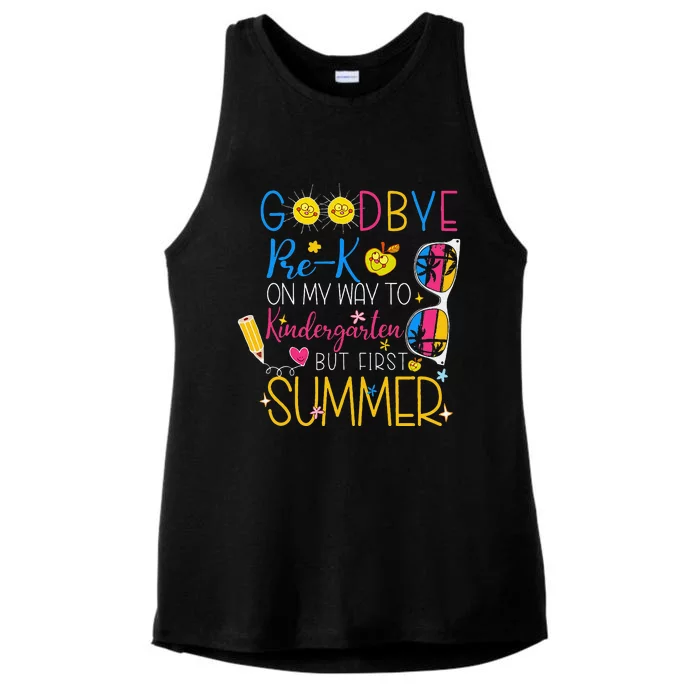 Goodbye Prek Graduation To Kindergarten Hello Summer Ladies Tri-Blend Wicking Tank