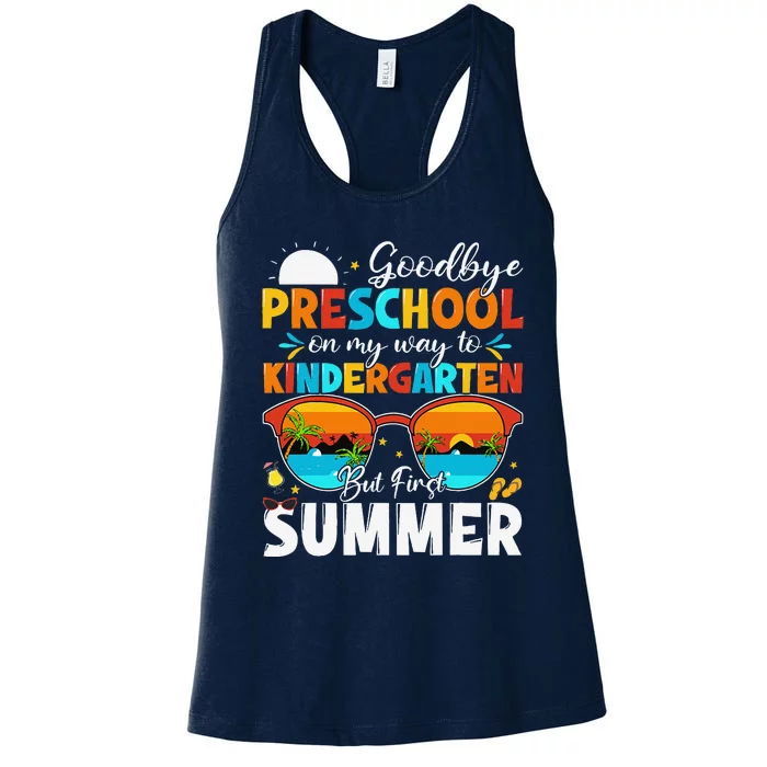 Goodbye Preschool Graduation To Kindergarten Hello Summer Women's Racerback Tank