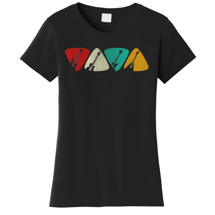 Guitar Pick Gift For Guitarist Retro Vintage Women's T-Shirt