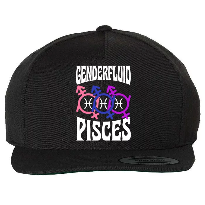 Genderfluid Pisces Genderfluid Pride Zodiac Horoscope Cool Gift Wool Snapback Cap