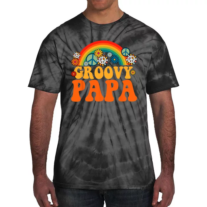 Groovy Papa Grandpa Tie Dye Hippie Rainbow Matching Family Tie-Dye T-Shirt