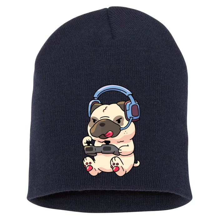 Gamer Pug Gaming Pugs Video Game Gift Short Acrylic Beanie