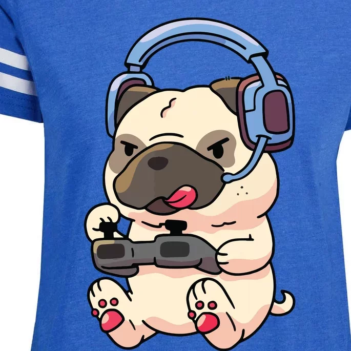 Gamer Pug Gaming Pugs Video Game Gift Enza Ladies Jersey Football T-Shirt