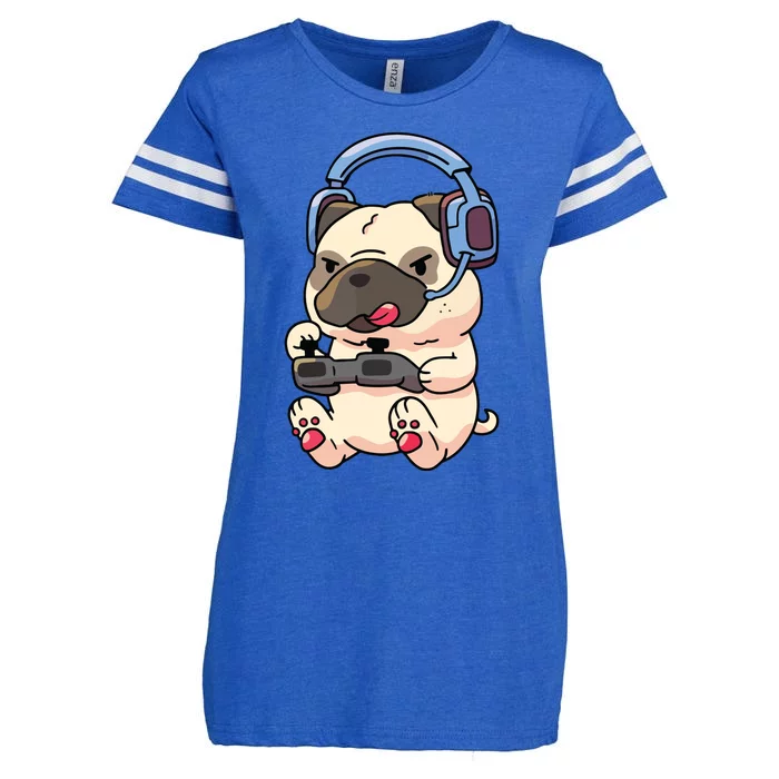 Gamer Pug Gaming Pugs Video Game Gift Enza Ladies Jersey Football T-Shirt