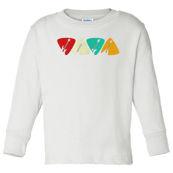 Guitar Pick Gift For Guitarist Retro Vintage Tee Gifts Toddler Long Sleeve Shirt