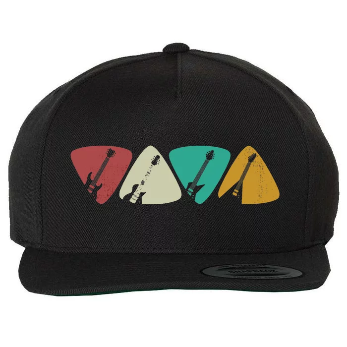 Guitar Pick Gift For Guitarist Retro Vintage Wool Snapback Cap