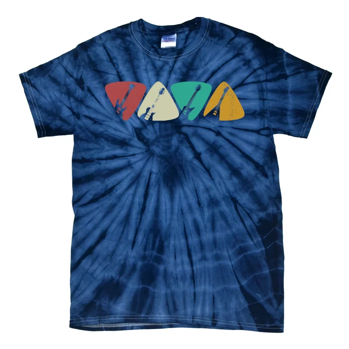 Guitar Pick Gift For Guitarist Retro Vintage Tie-Dye T-Shirt