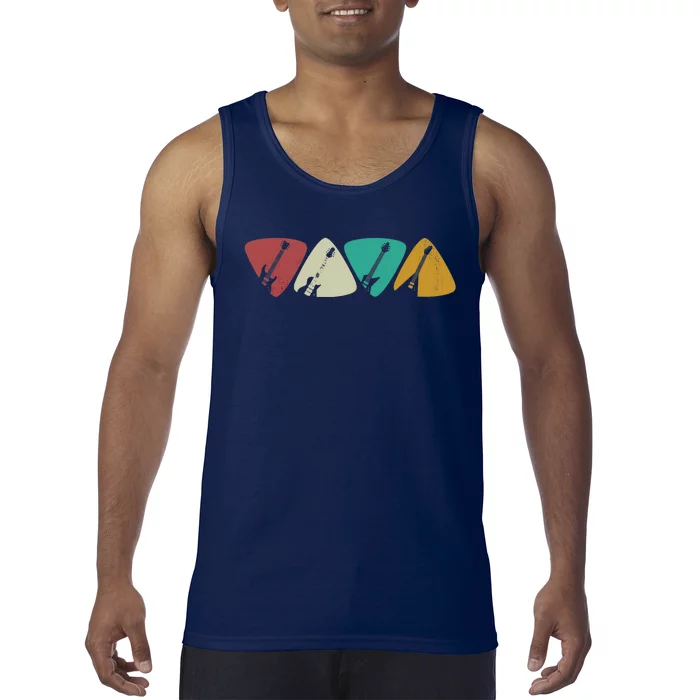 Guitar Pick Gift For Guitarist Retro Vintage Tank Top