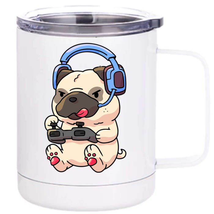 Gamer Pug Gaming Pugs Video Game Gift Front & Back 12oz Stainless Steel Tumbler Cup