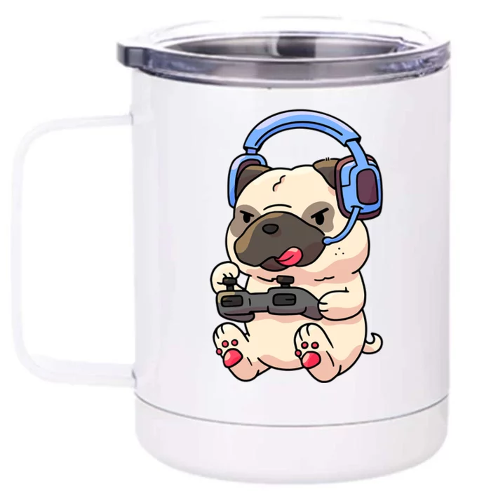 Gamer Pug Gaming Pugs Video Game Gift Front & Back 12oz Stainless Steel Tumbler Cup