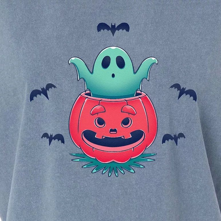 Ghost Pumpkin Gift Halloween Garment-Dyed Women's Muscle Tee