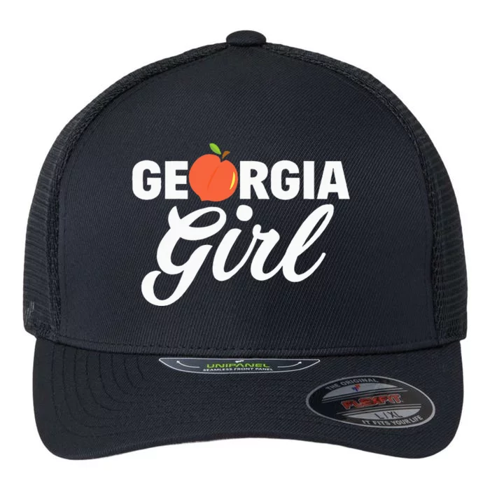 Georgia Peach Girl Funny Vintage Flexfit Unipanel Trucker Cap