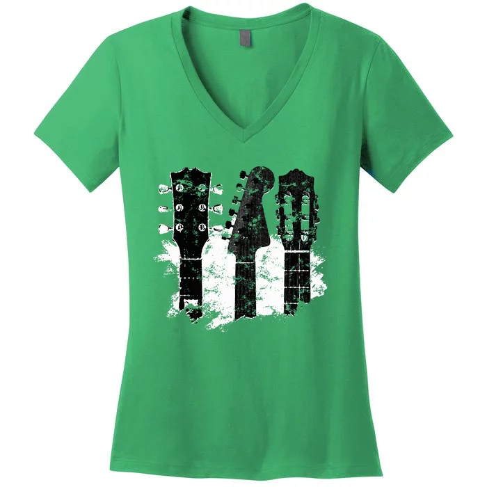 Guitar Player Gifts Rock N Roll Musician Festival Music Women's V-Neck T-Shirt