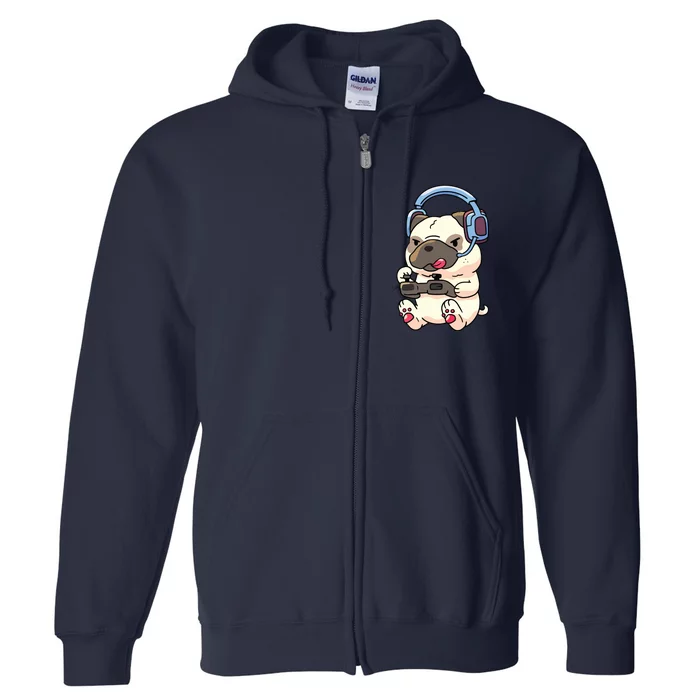 Gamer Pug Gaming Pugs Video Game Gift Full Zip Hoodie