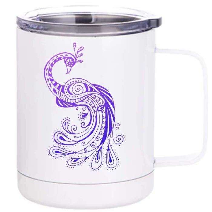 Galaxy Peacock Front & Back 12oz Stainless Steel Tumbler Cup