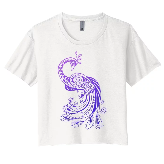 Galaxy Peacock Women's Crop Top Tee