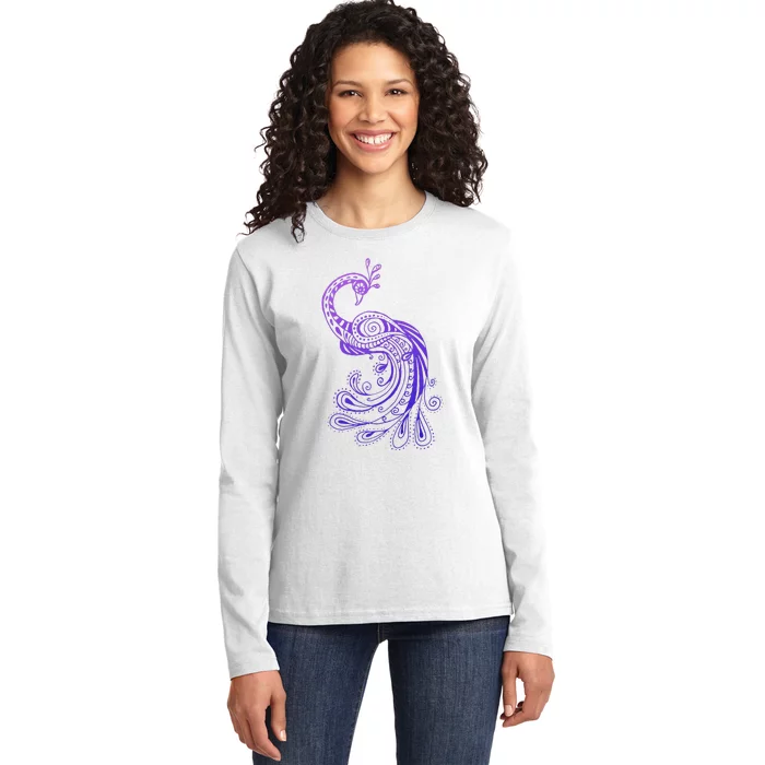 Galaxy Peacock Ladies Long Sleeve Shirt