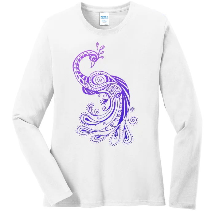 Galaxy Peacock Ladies Long Sleeve Shirt