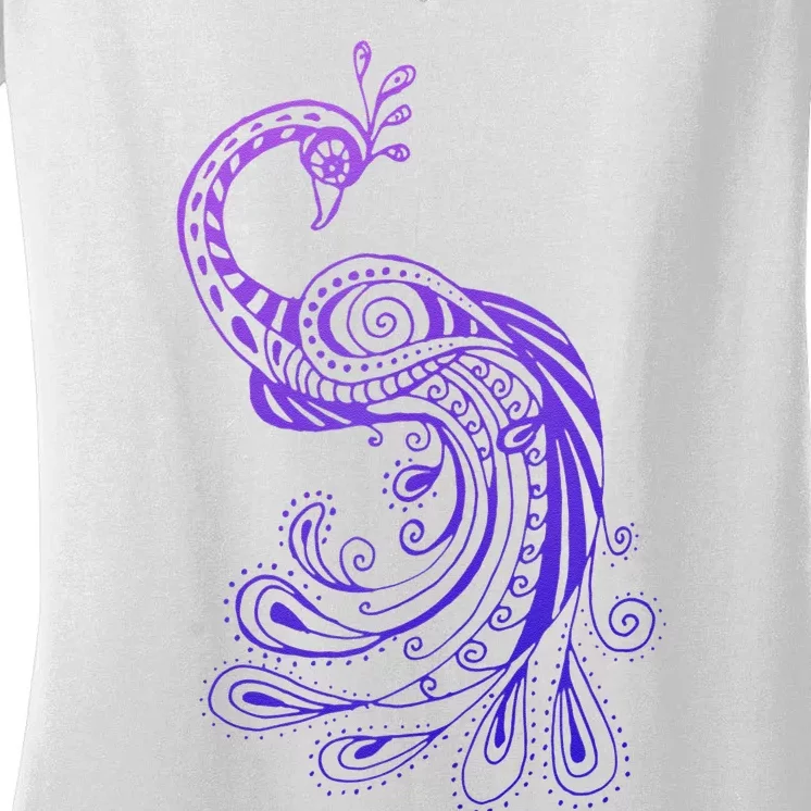 Galaxy Peacock Women's V-Neck T-Shirt