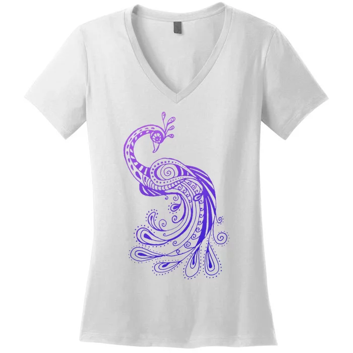 Galaxy Peacock Women's V-Neck T-Shirt