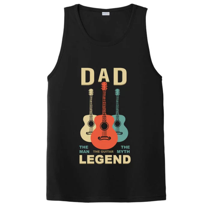 Grandpa Papa Guitarisfunny Gift Dad Myth The Guitar Legend Gift Performance Tank