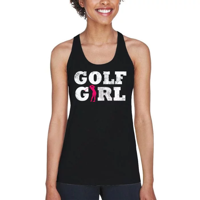 Golf  Player Golfer Golfing Silhouette Sport Gift Women's Racerback Tank