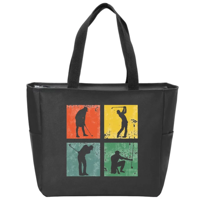 Golf Players Golfers Golfer Golfing Vintage Fun Pullover Zip Tote Bag