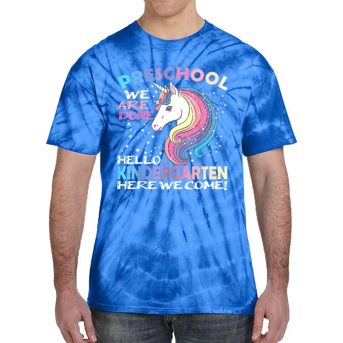 Goodbye Preschool Graduation Hello Kindergarten Prek Unicorn Tie-Dye T-Shirt