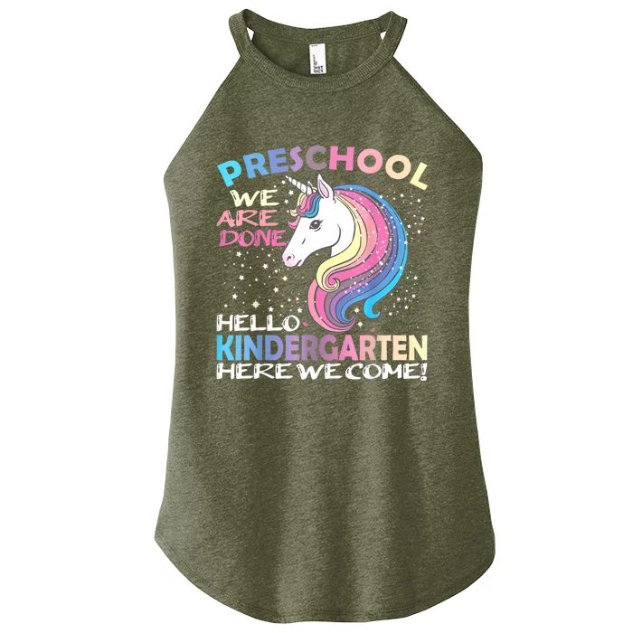 Goodbye Preschool Graduation Hello Kindergarten Prek Unicorn Women’s Perfect Tri Rocker Tank