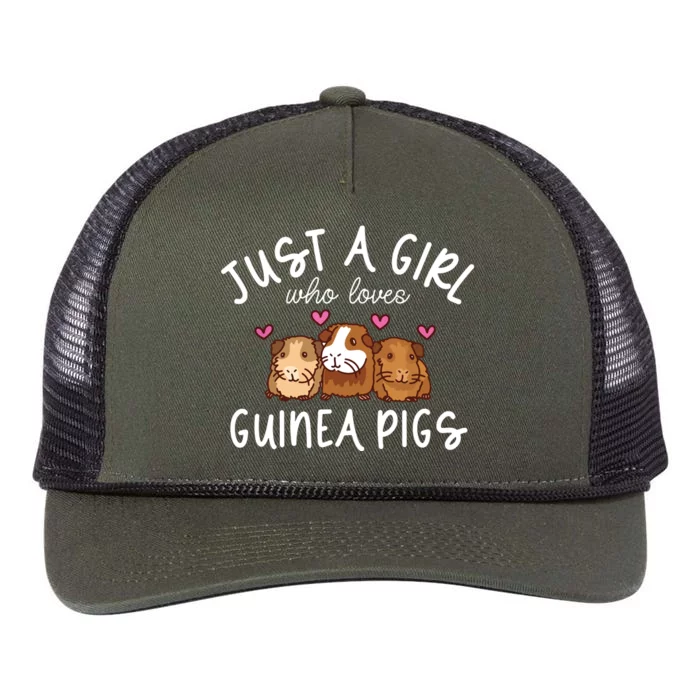 Guinea Pig Girl Who Loves Guinea Pigs Cute Guinea Pig Retro Rope Trucker Hat Cap