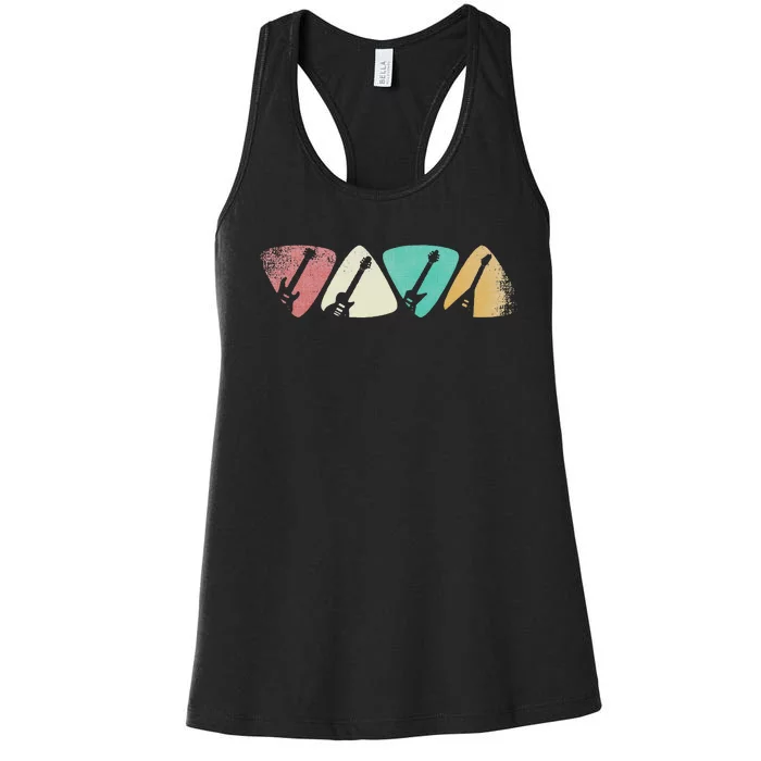 Guitar Pick Gift For Guitarist Retro Vintage Women's Racerback Tank