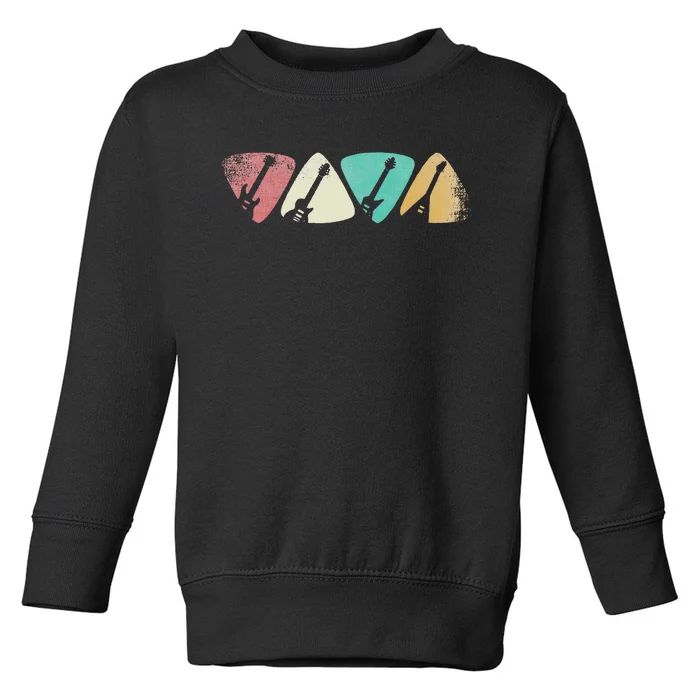 Guitar Pick Gift For Guitarist Retro Vintage Toddler Sweatshirt