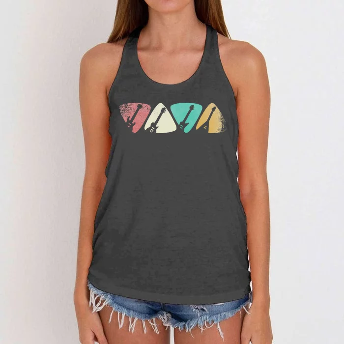 Guitar Pick Gift For Guitarist Retro Vintage Women's Knotted Racerback Tank