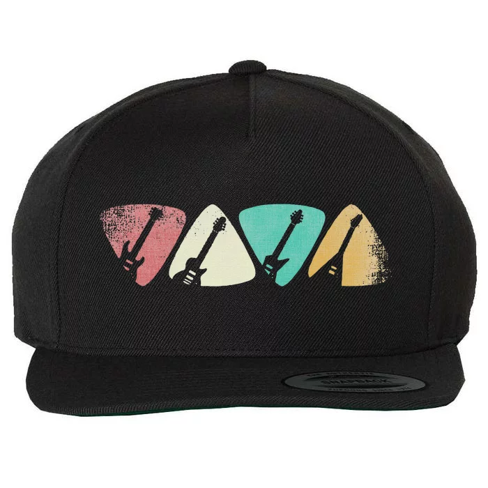 Guitar Pick Gift For Guitarist Retro Vintage Wool Snapback Cap