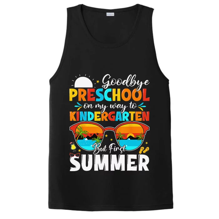 Goodbye Preschool Graduation To Kindergarten Hello Summer Performance Tank