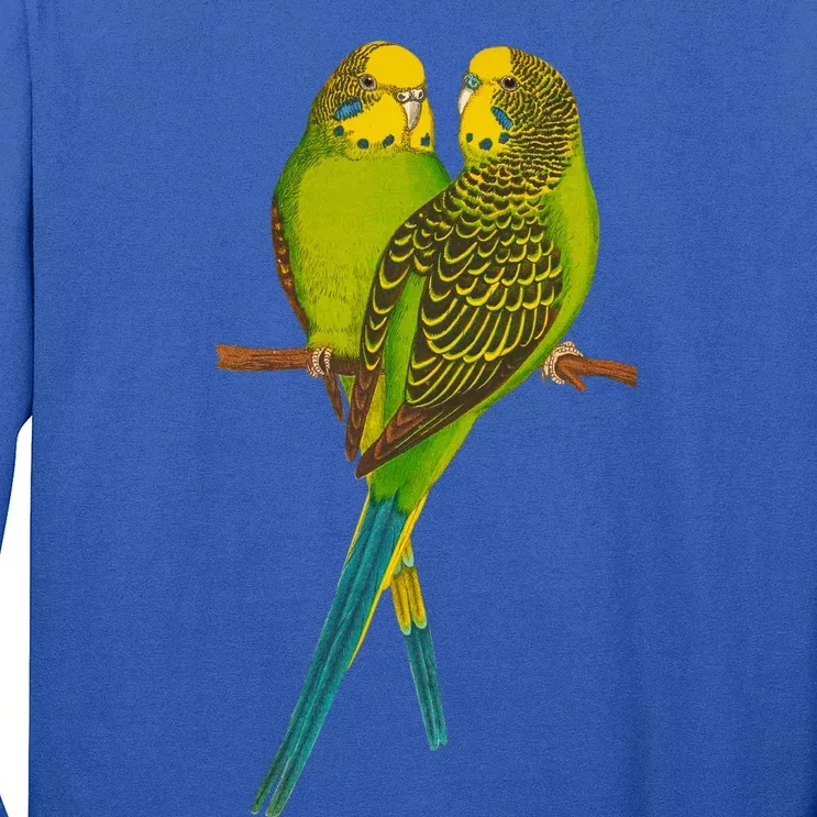 Green Parakeet Gift Cute Parakeets Budgie Bird Lover Long Sleeve Shirt