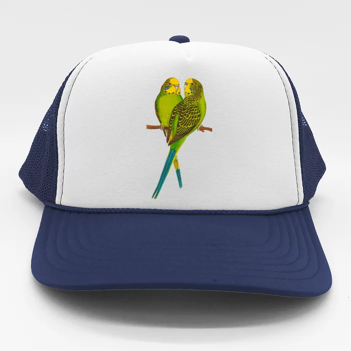 Green Parakeet Gift Cute Parakeets Budgie Bird Lover Trucker Hat