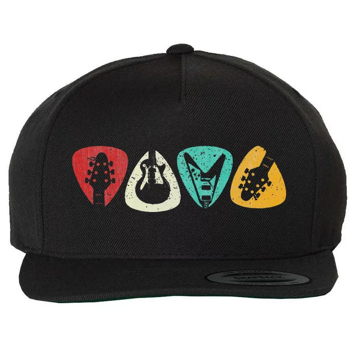 Guitar Pick Gift For Guitarist Retro Vintage Wool Snapback Cap