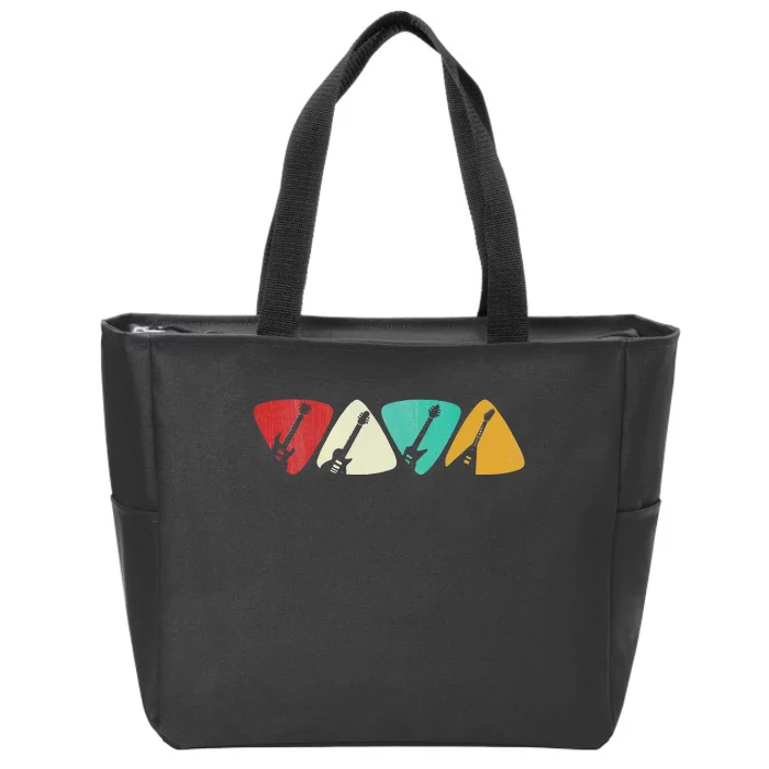 Guitar Pick Gift For Guitarist Retro Vintage Zip Tote Bag