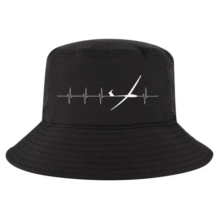 Glider Pilot Heartbeat Sailplane Pilot Gift Tee ECG Cool Comfort Performance Bucket Hat