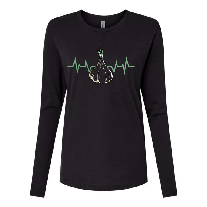 Garlic Plant Heartbeat Vegetables Cooking Garlic Gift Womens Cotton Relaxed Long Sleeve T-Shirt