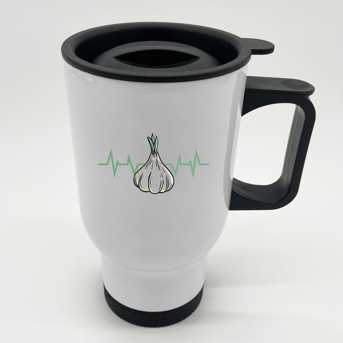 Garlic Plant Heartbeat Vegetables Cooking Garlic Gift Front & Back Stainless Steel Travel Mug