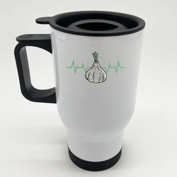 Garlic Plant Heartbeat Vegetables Cooking Garlic Gift Front & Back Stainless Steel Travel Mug